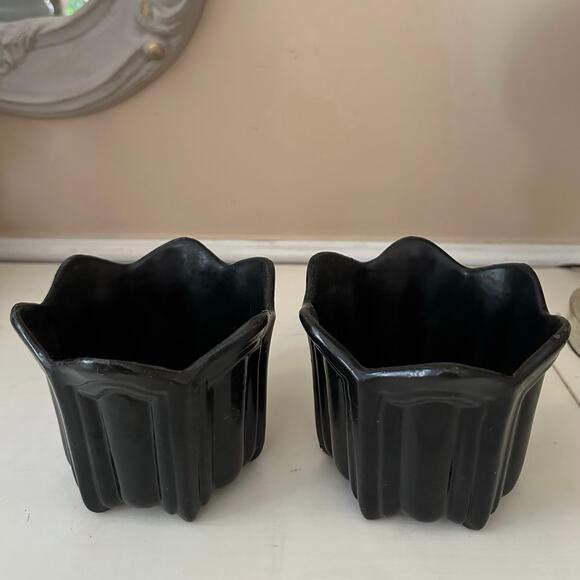 2 Vintage BON CHEF Fluted Pewter BLACK Individual Baking Serving Cups Bowls pair - Picture 9 of 16